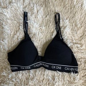calvin klein black padded cotton bra